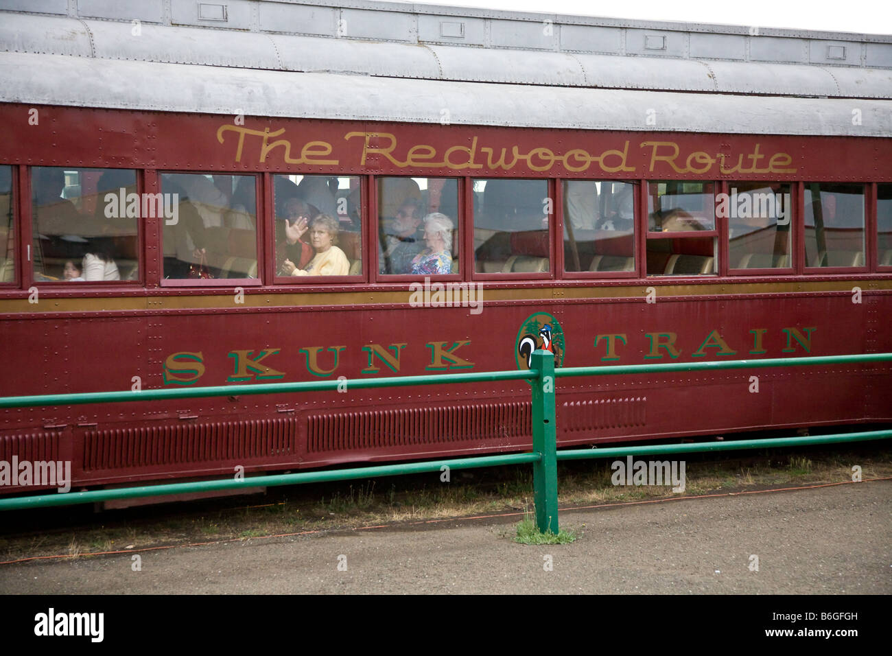 Die Skunk Train von Ft Bragg Stockfoto