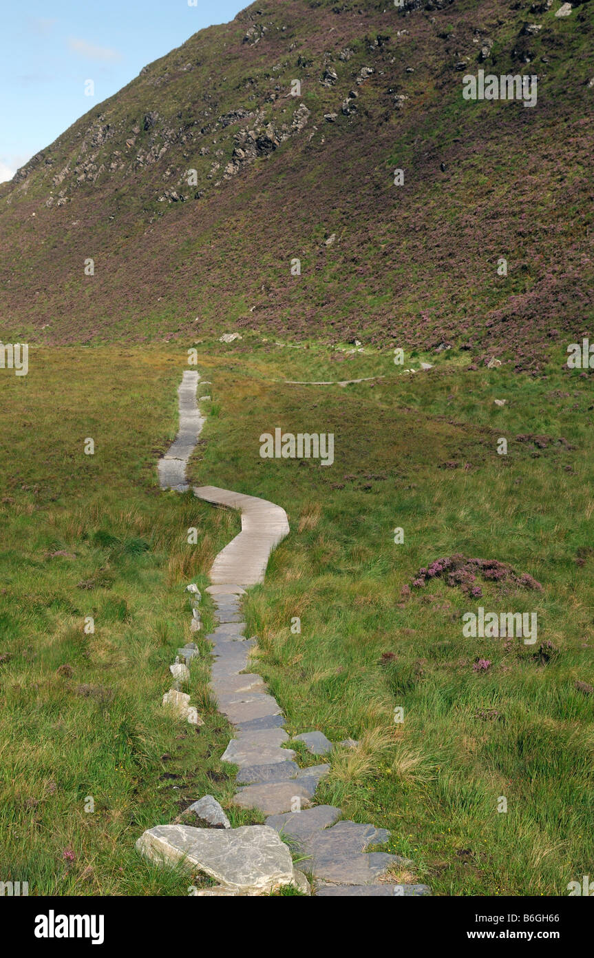 Connemara National Parkblick Wanderweg auf Diamond Mountain Galway westlich von Irland Stockfoto