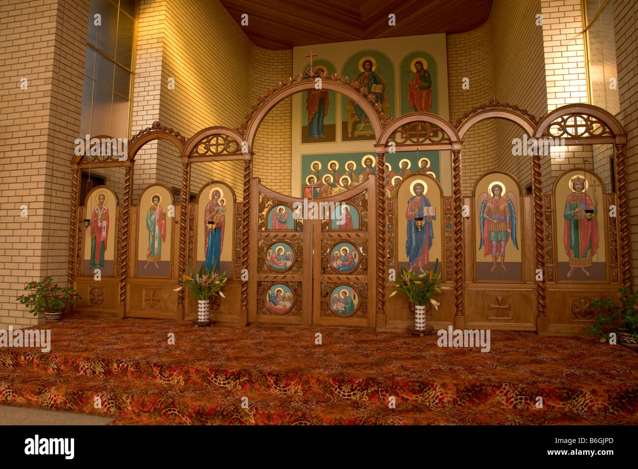 Ukrainische katholische Kirche Iconostatis Ort der Bilder Adelaide Australien Stockfoto