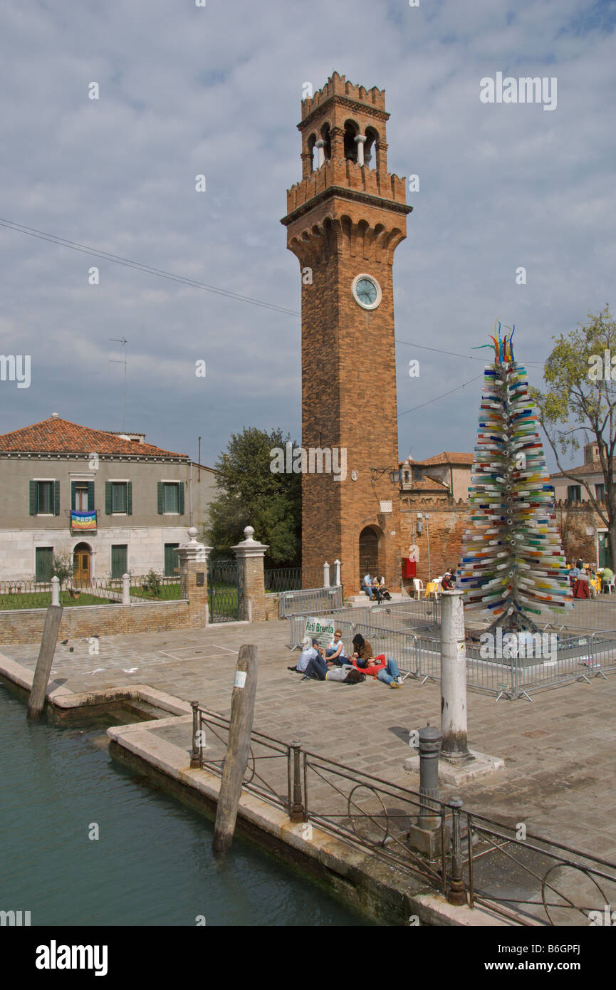 Murano Turm Fondamenta Daniele Manin dei Vetrai Venedig Italien Stockfoto