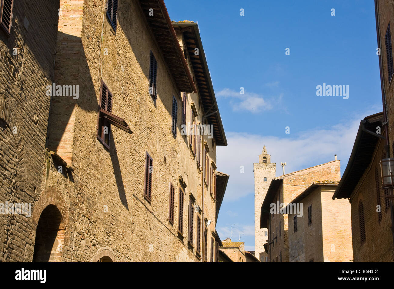 Der ummauerten mittelalterlichen Stadt San Gimignano Stockfoto