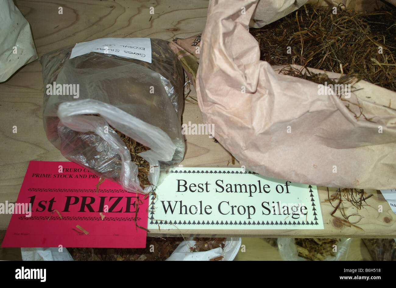 "Ernte Silage" den 1. Preis bei einer Landwirtschaftsausstellung in Truro, Cornwall, uk Stockfoto