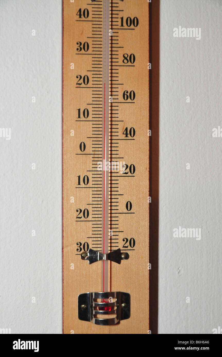 Haushalts-Thermometer mit Celsius und Fahrenheit Skalen Stockfoto