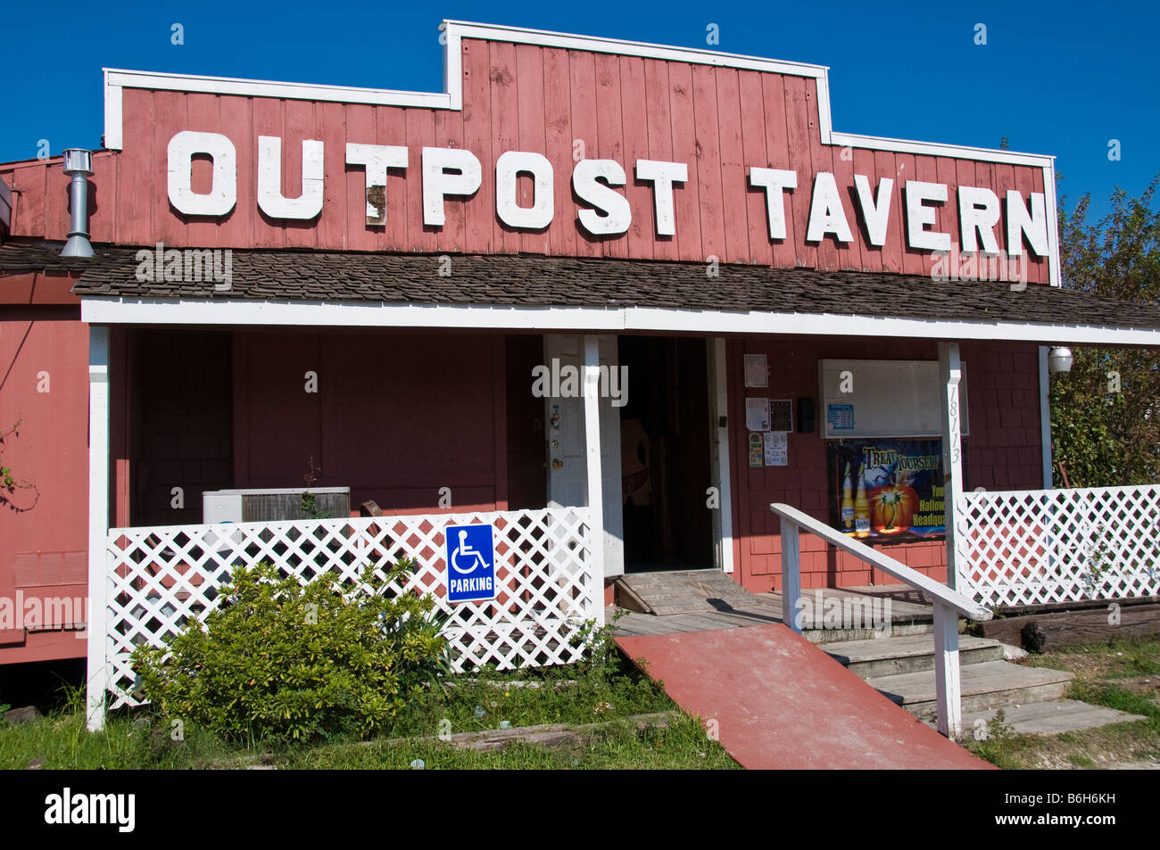 Außenposten-Taverne in der Nähe von NASA Johnson Space Center in Houston, Texas. Stockfoto
