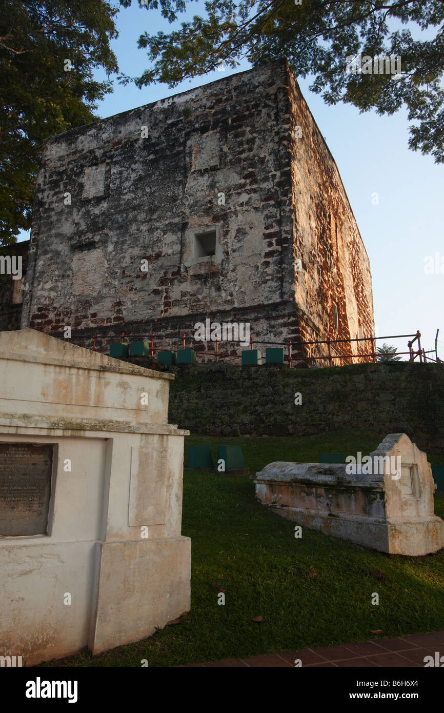 St. Pauls Kirche und Friedhof, Melaka Stockfoto