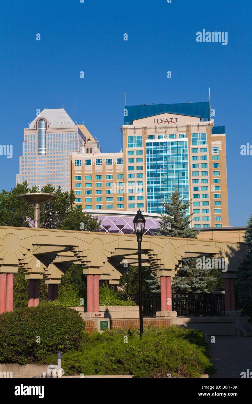 Olympic Plaza und Hyatt Hotel Calgary Alberta Kanada Stockfoto