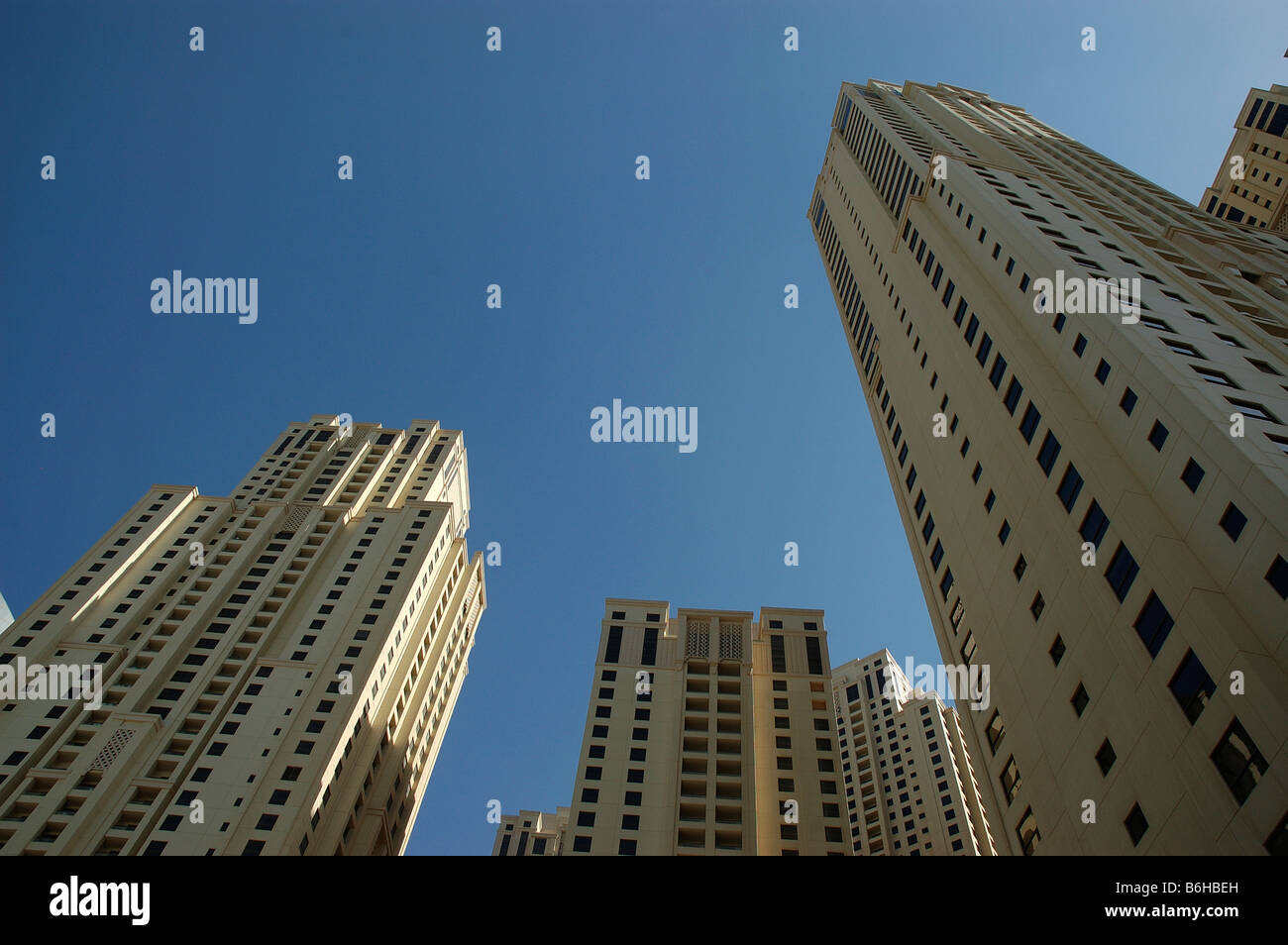 Wolkenkratzer; Die Wanderung; Dubai Jumeirah; Vereinigte Arabische Emirate; Persischen Golf; Naher Osten Stockfoto