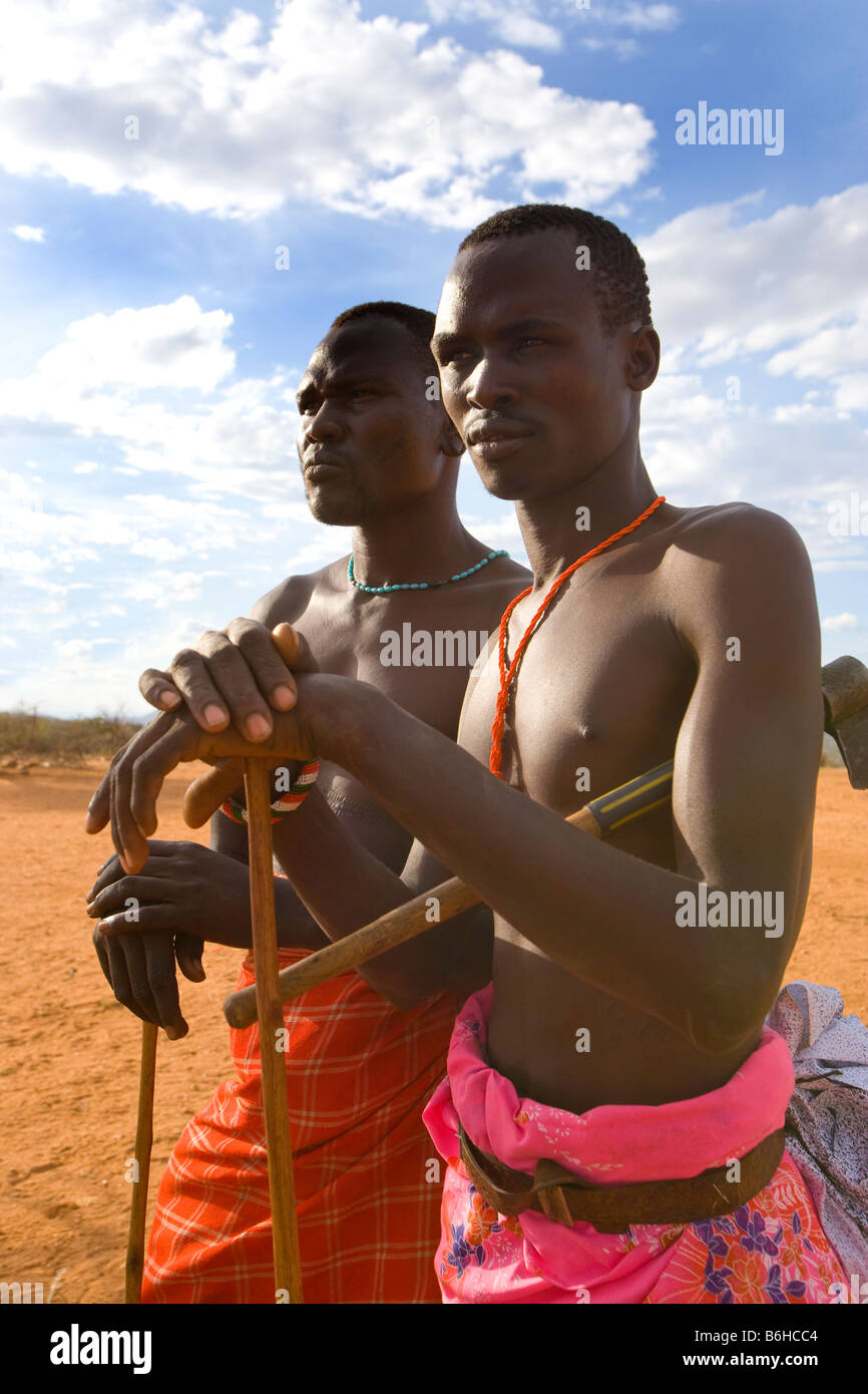 Samburu Stammesangehörigen, Samburu Nationalpark, Kenia Stockfoto