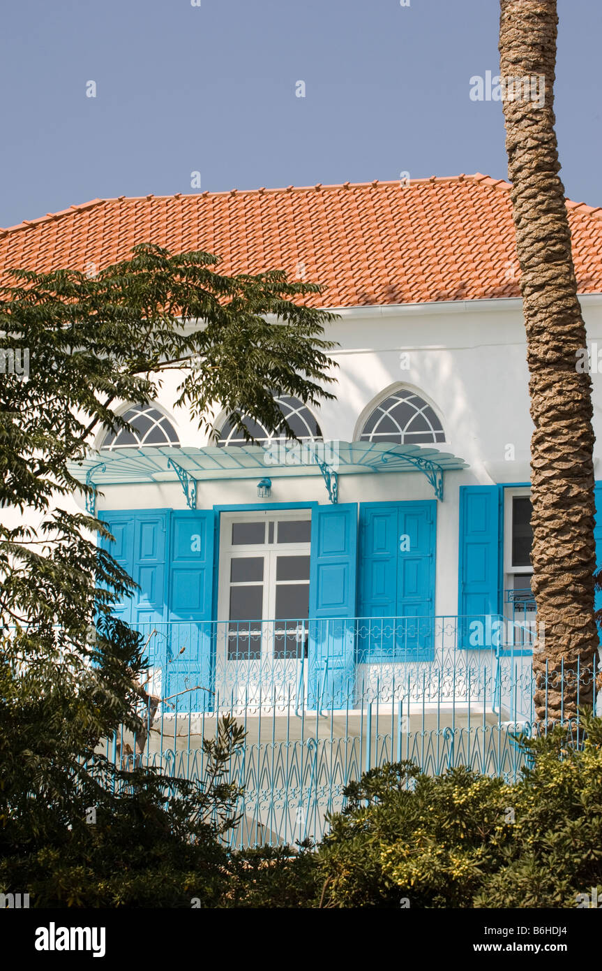 Strand am Mittelmeer-Haus Stockfoto