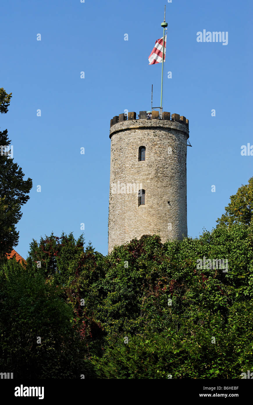 Turm der Burg Sparrenburg in Bielefeld City Deutschland Stockfoto