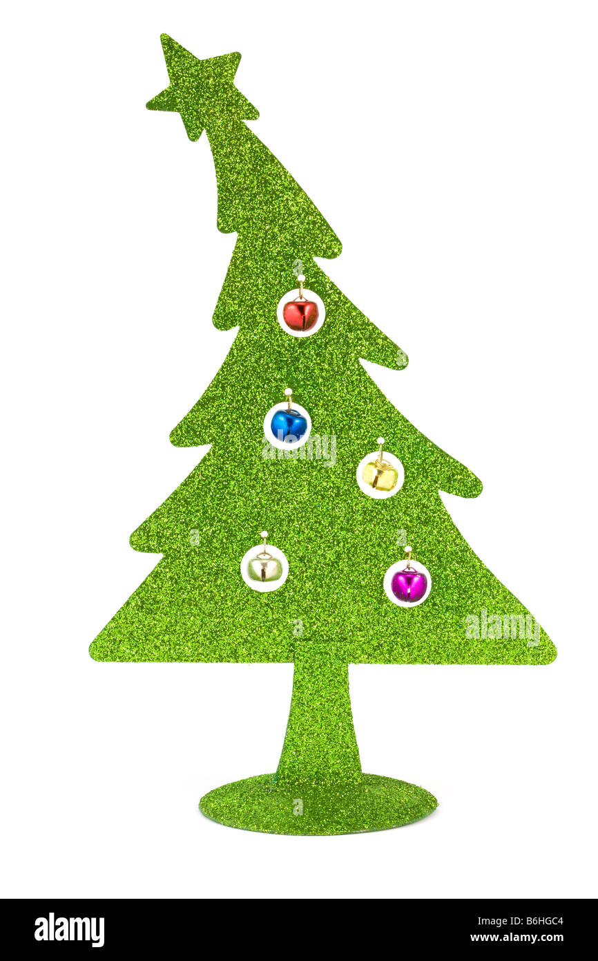 Grünen Weihnachtsbaum mit Glitzer und Ornamente Stockfoto