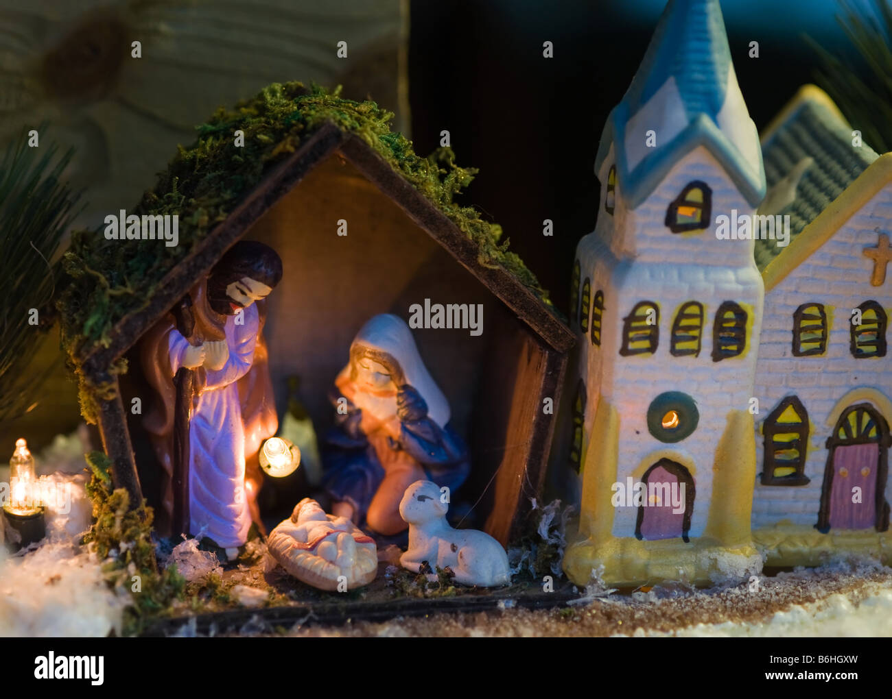 Weihnachten-Still-Leben von Maria, Josef und jesus Stockfoto