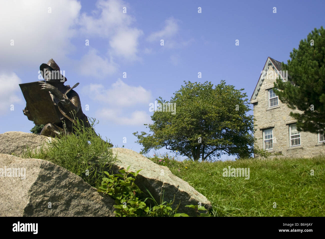 Skulptur von Fitz Hugh Lane amerikanischen Meister Maler über Glocester Harbor, MA Stockfoto