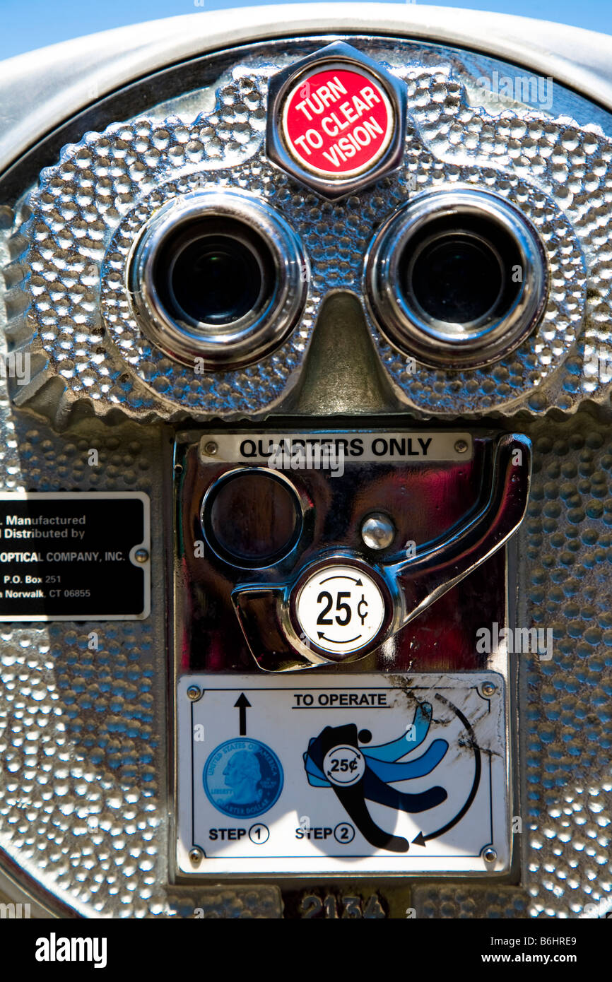 Fernglas oder Turm optische Münz Fernglas Maschine anzeigen Stockfoto
