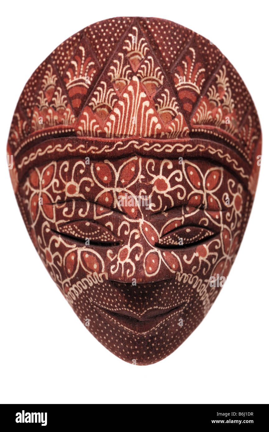 Traditionelle indonesische Maske auf weißem Hintergrund Stockfoto