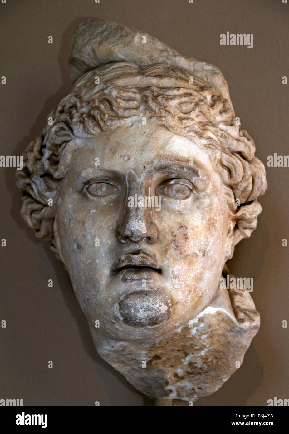 Kopf des Apollo Gottes Licht bildende Kunst und Prophezeiung Marmor Ephesus Efes späten hellenistischen 1. Jahrhundert BC oder AD Stockfoto