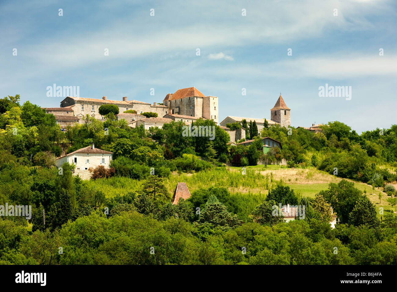 Die Hügel Stadt von Gramont in Tarn et Garonne, Frankreich, Europa Stockfoto