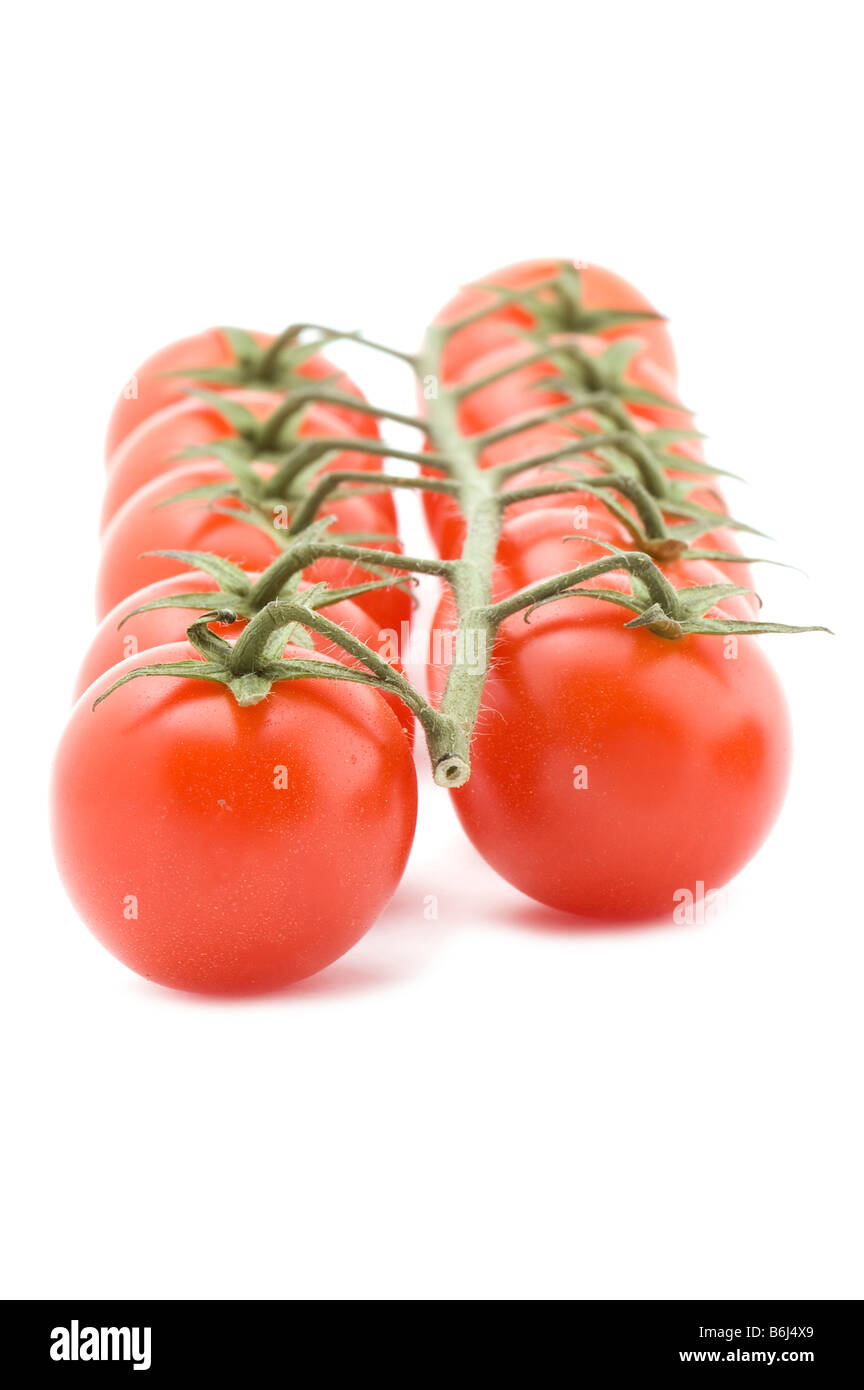 Objekt auf weißen Essen Tomaten Makro Stockfoto