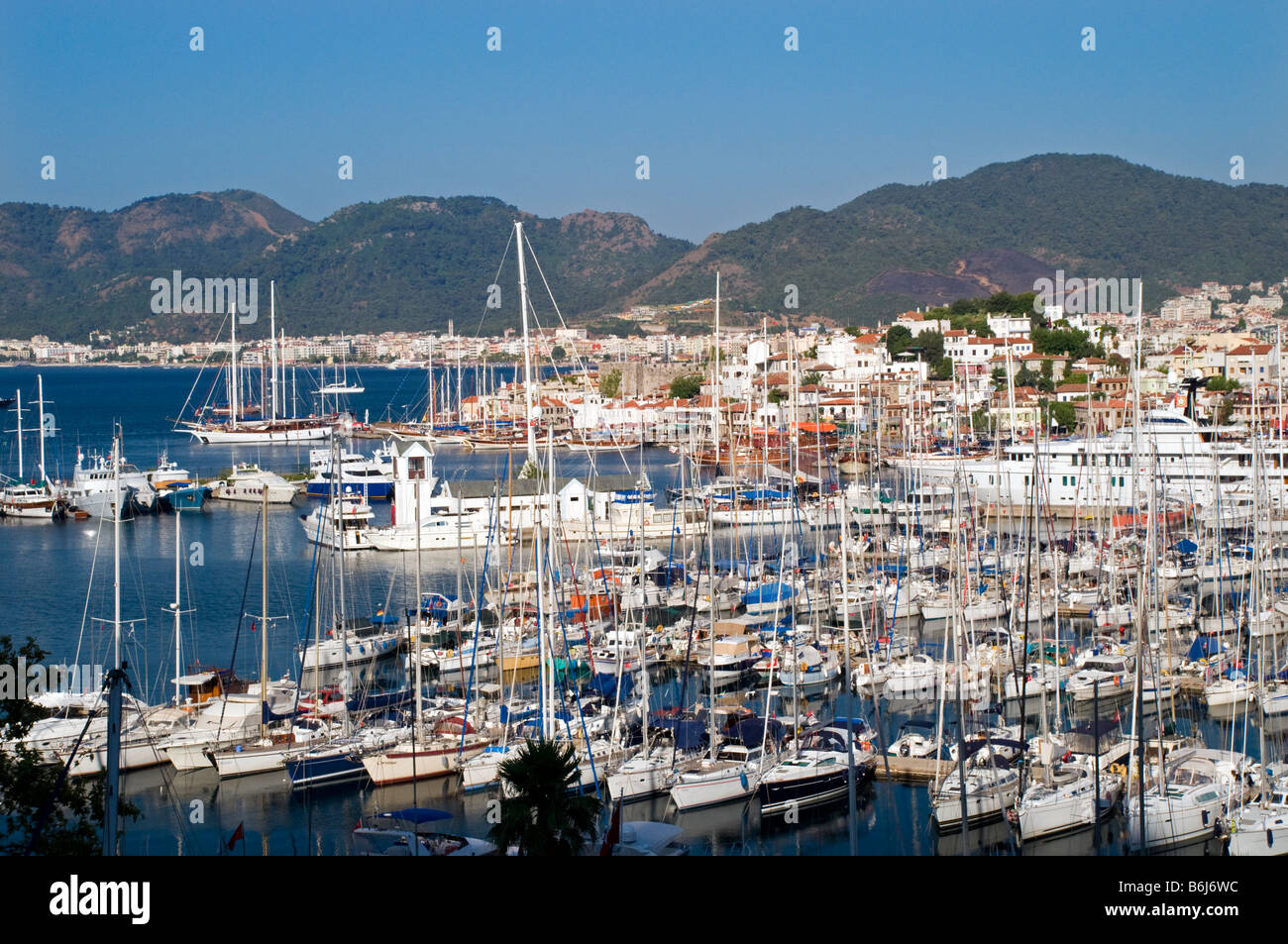 Marmaris Stadt und Marina, Türkei Stockfoto