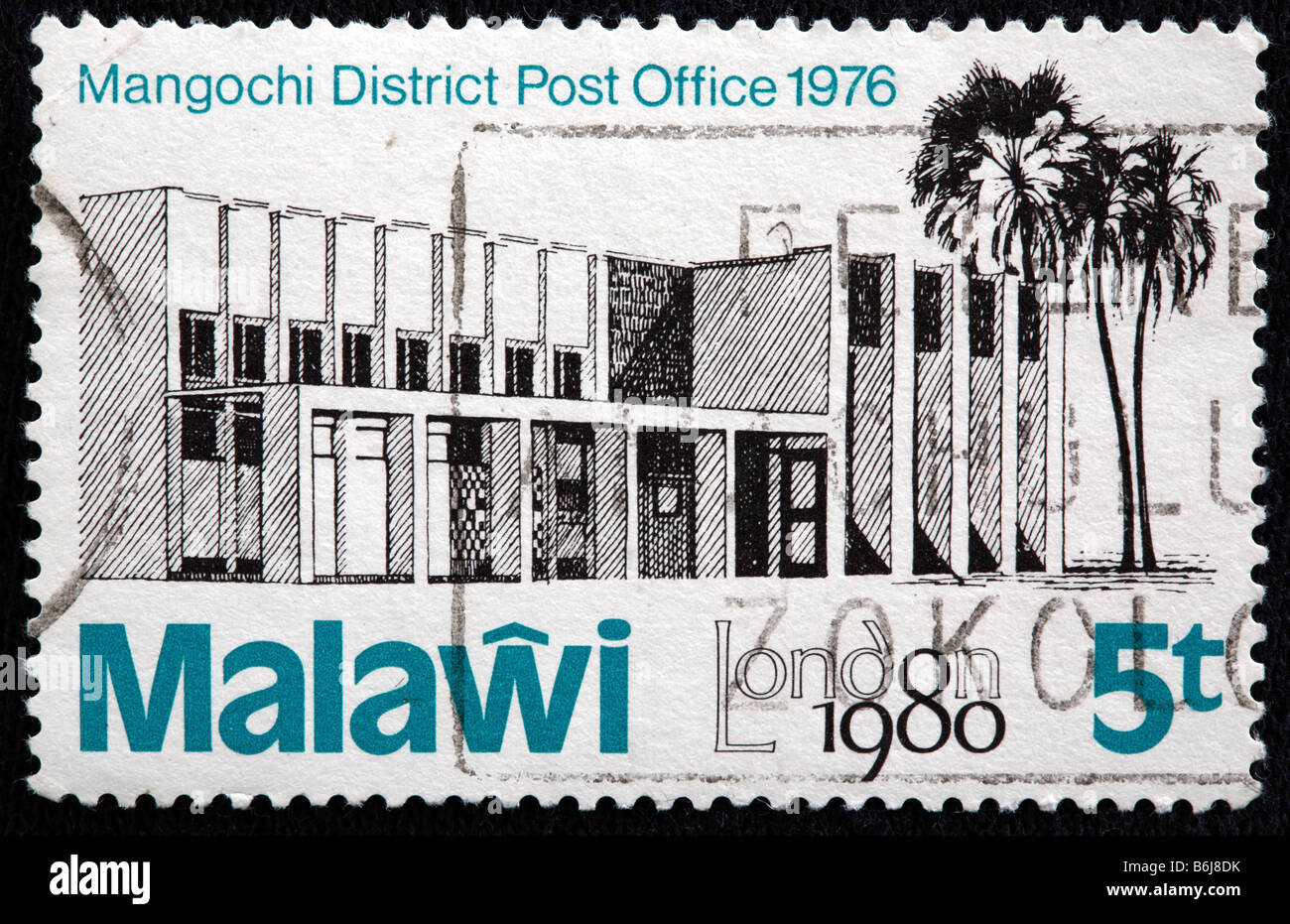 Mangochi Post Bezirksamt, Briefmarke, Malawi, 1980 Stockfoto
