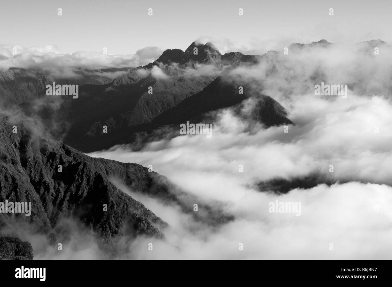 Montieren Sie Lyall (1905m) in der Murchison Mountains von Mount Luxmore, Kepler Track, Südinsel, Neuseeland Stockfoto