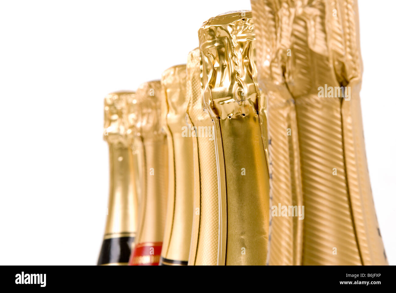 Eine Gruppe von Sektflasche Hälse "ohne branding" Stockfoto