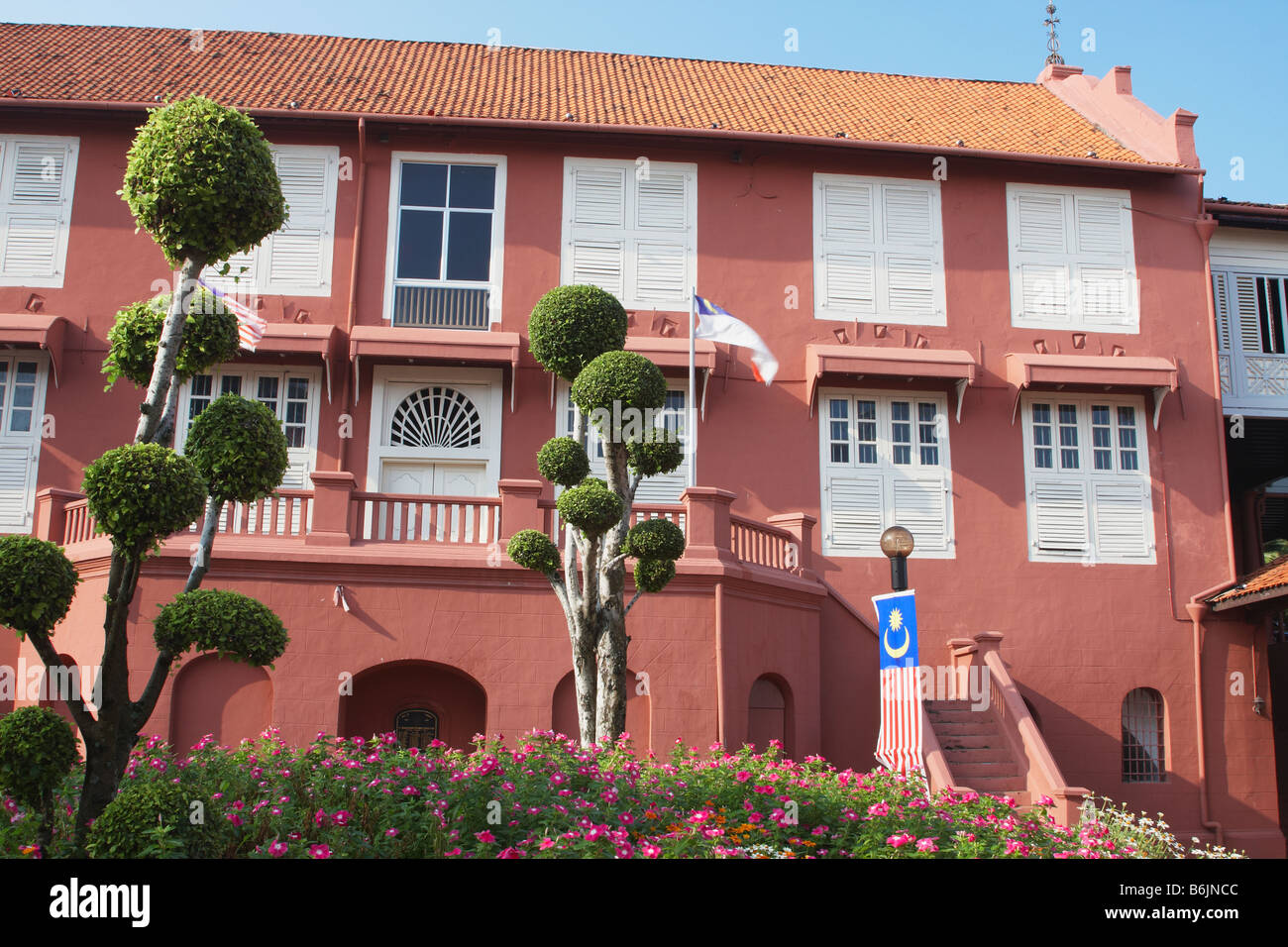 Außenseite des Stadthuys, Melaka Stockfoto