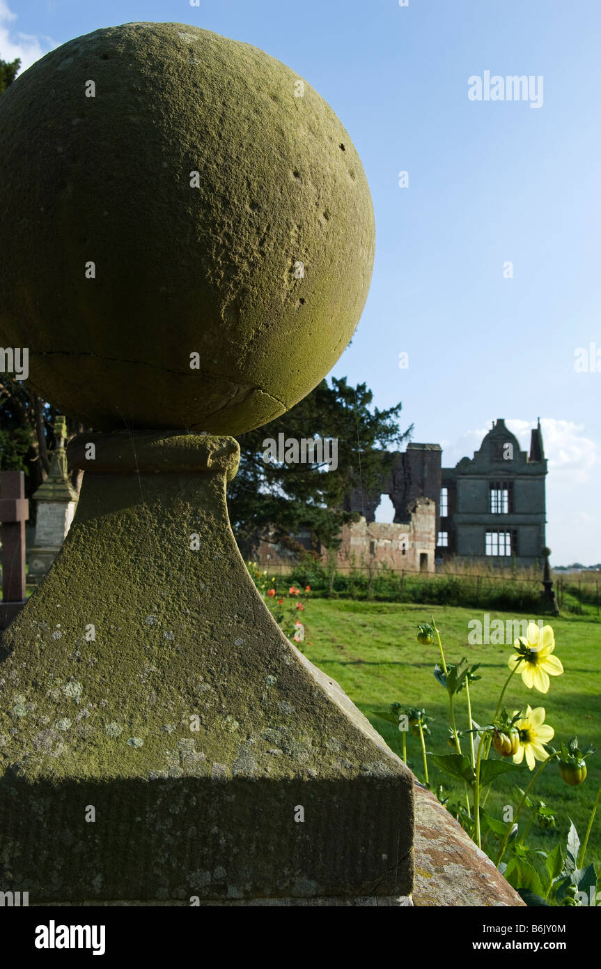 England, Shropshire.  Die Ruinen von Moreton Corbett Schloss, eine mittelalterliche Burg und Tudor Herrenhaus der Familie Corbet. Stockfoto