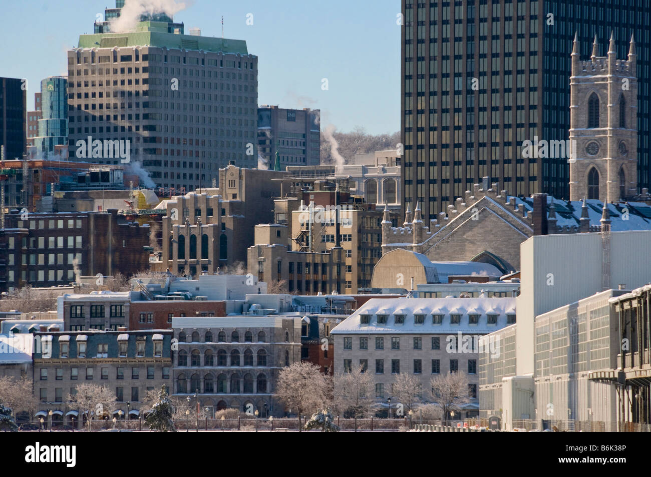 Blick auf die Altstadt Montreal im Winter Stockfoto