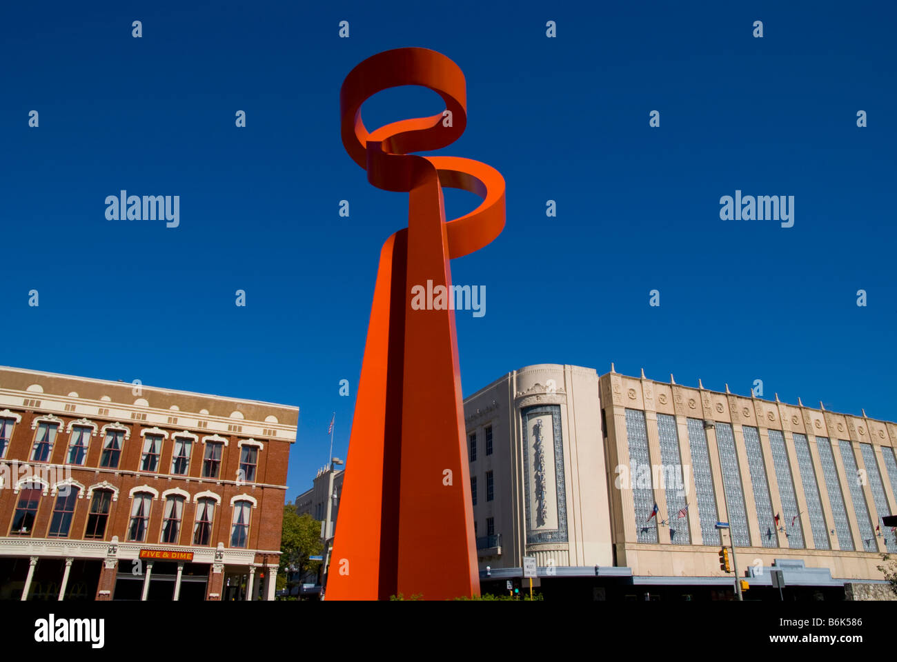 Fackel der Freundschaft rot Kunst Skulptur San Antonio TX Texas US-Southwestern SW Amerika amerikanische Vereinigte Staaten Stockfoto