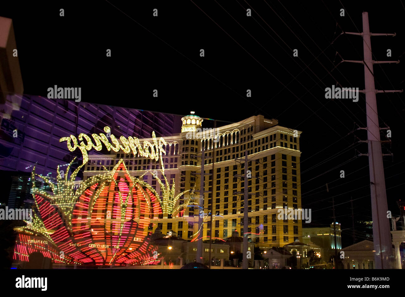 Las Vegas Flamingo Belagio Hotel Casino Reflexion Stockfoto