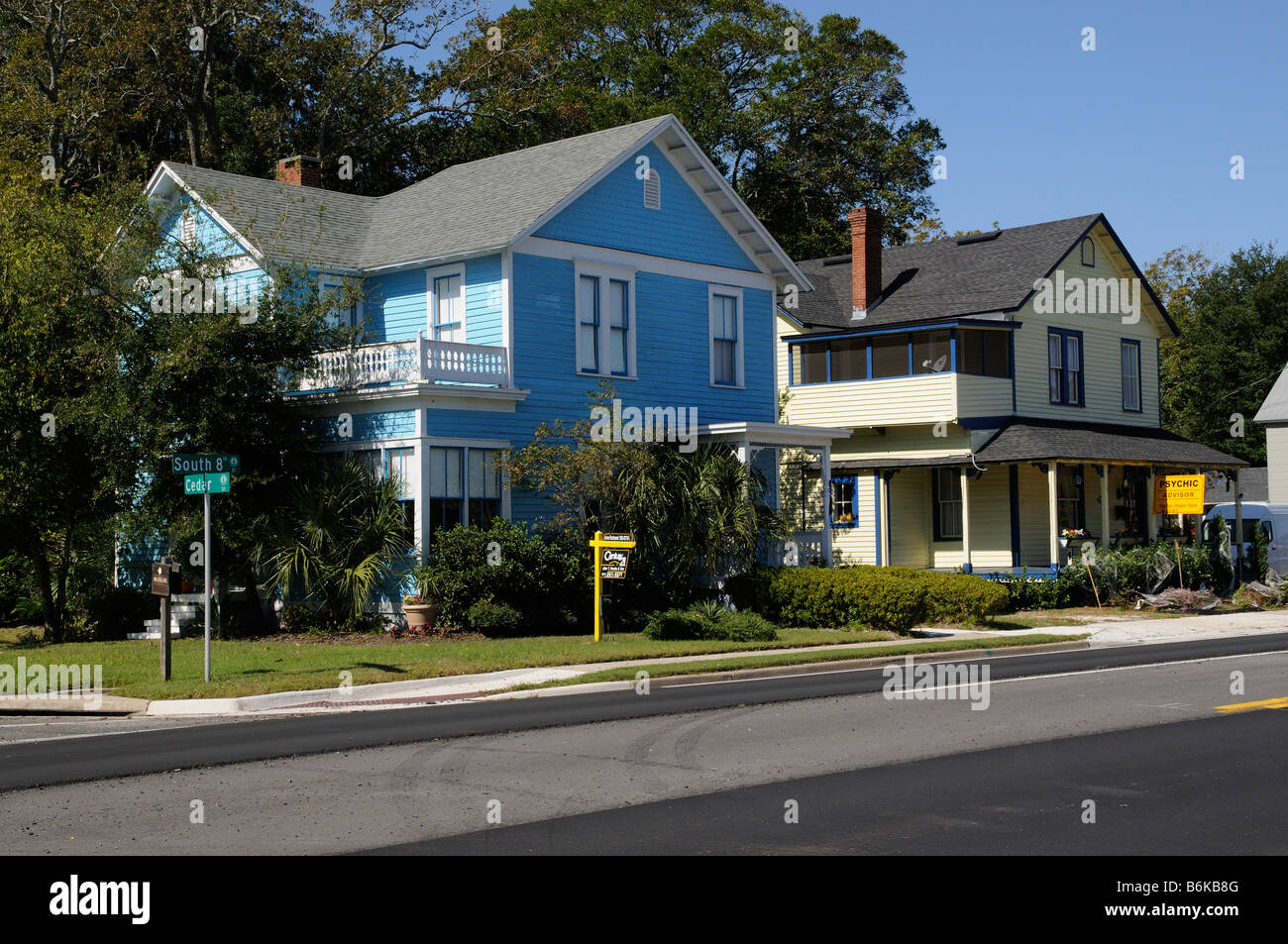Aus Holz gebaute Häuser in Fernandina Beach Florida USA Stockfoto