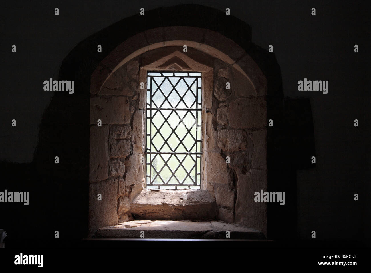 Alten verbleites Glasfenster in der Kirche St. Oswalds Thornton Steward in der Nähe von Masham North Yorkshire England UK Stockfoto
