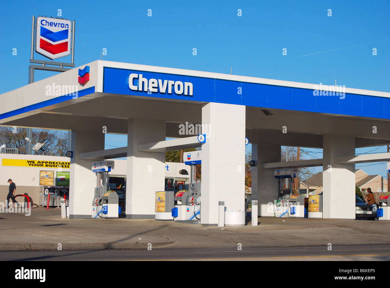 Chevron Tankstelle in Texas, USA Stockfoto