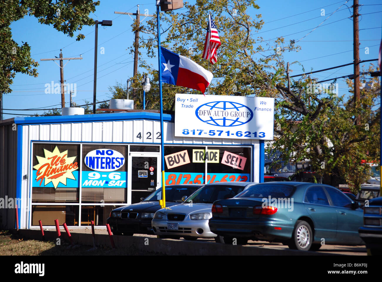 Benutzte Autos für Verkauf gebraucht Auto Dealership in Euless, Texas Stockfoto