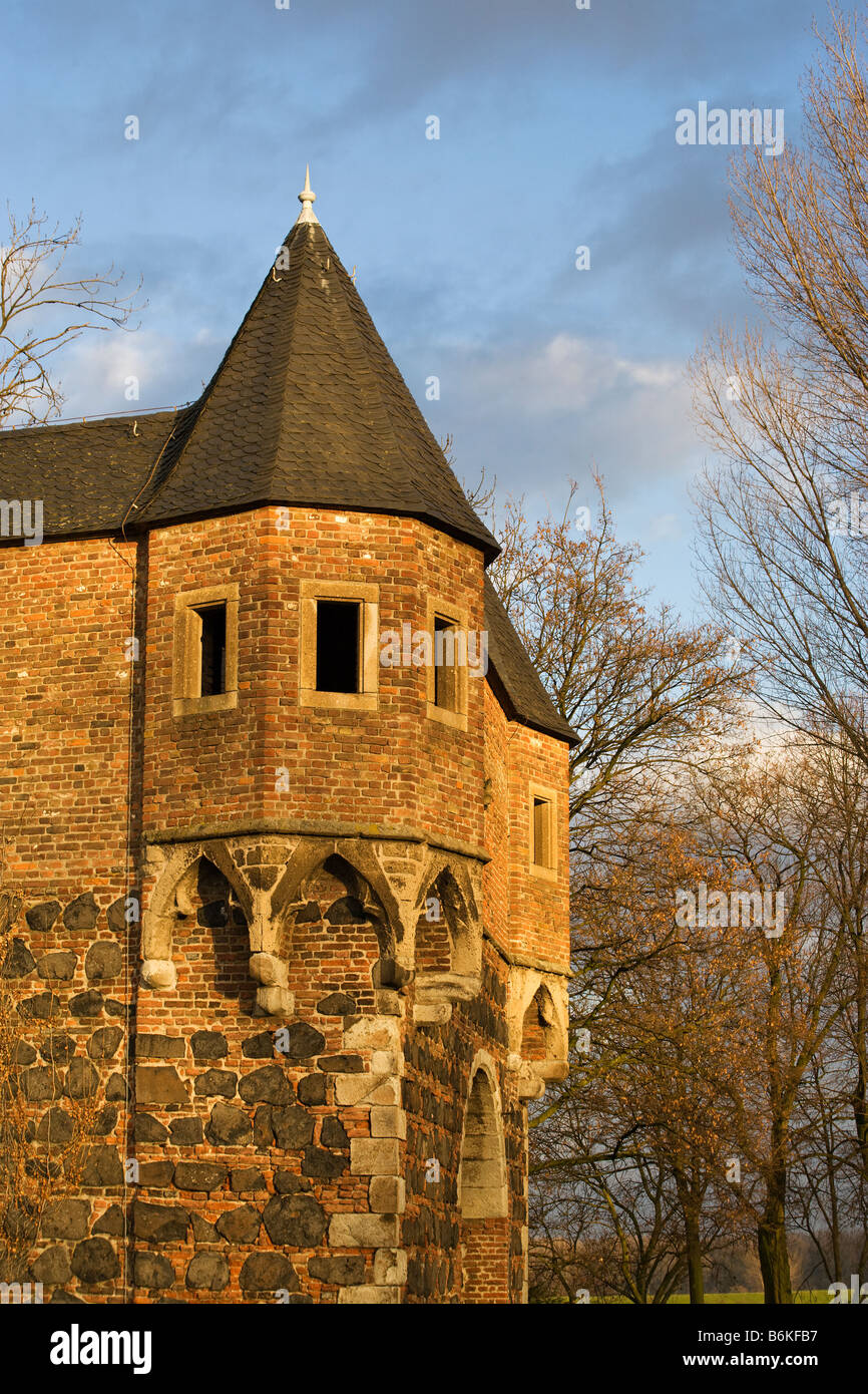 Detail der Stadtmauer, mittelalterliche Stadt Zons, NRW Stockfoto