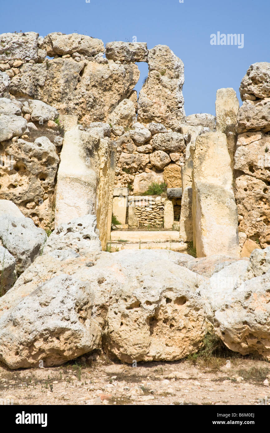 Teil der Ggantija Tempel, Xaghra, Gozo, Malta Stockfoto