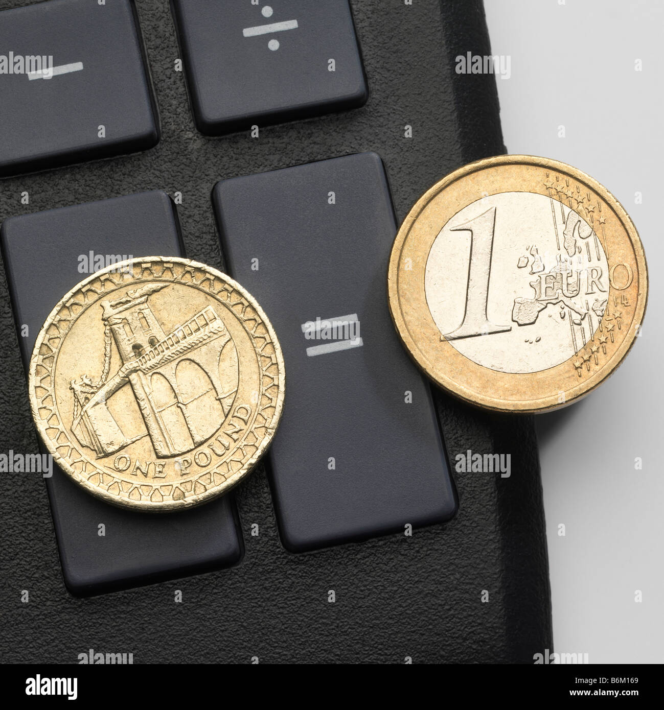 1 Pfund entspricht 1 Euro Stockfoto