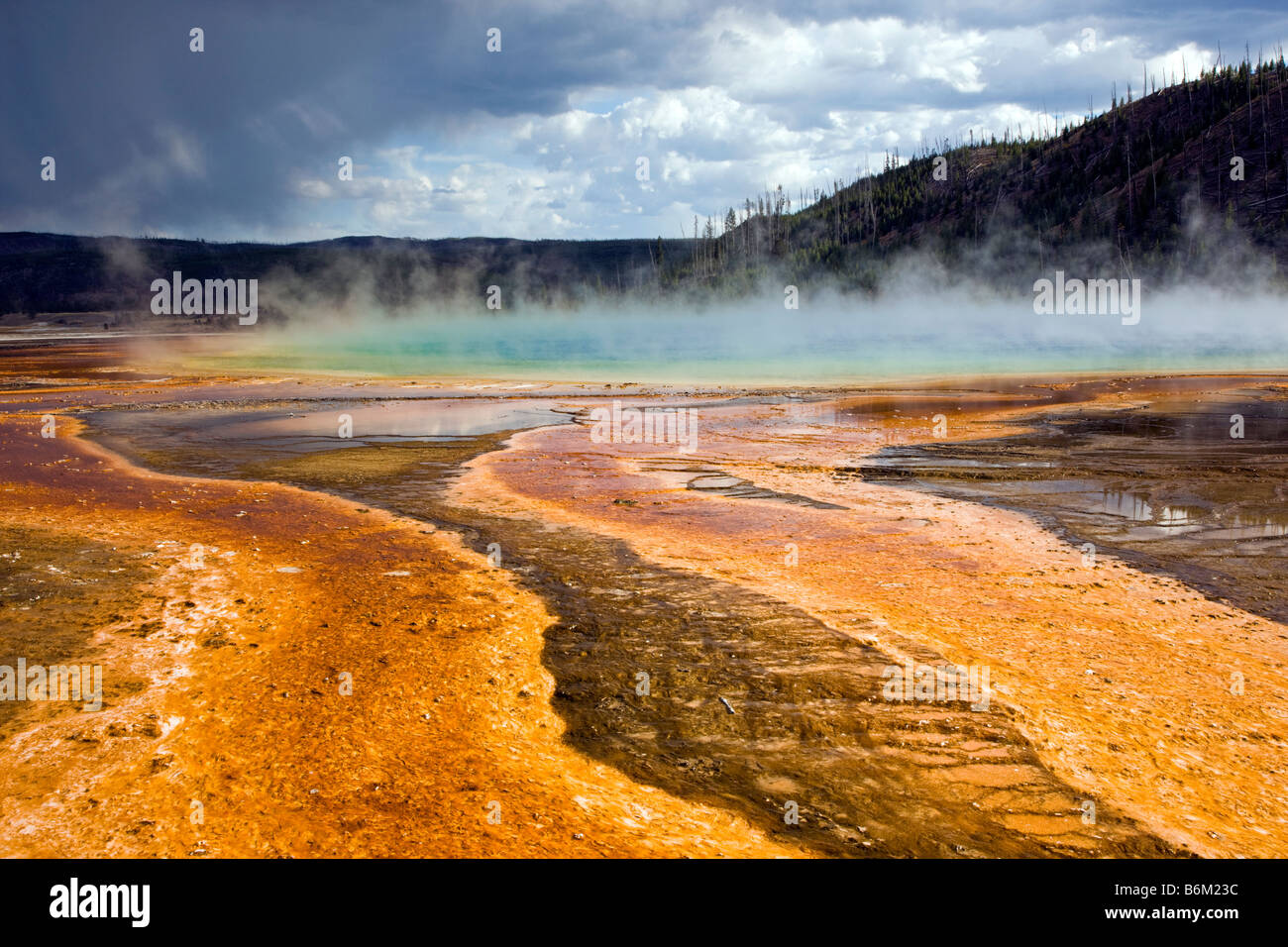 Grand Prismatic Spring, Midway Geyser Basin, Yellowstone-Nationalpark, Wyoming, USA Stockfoto