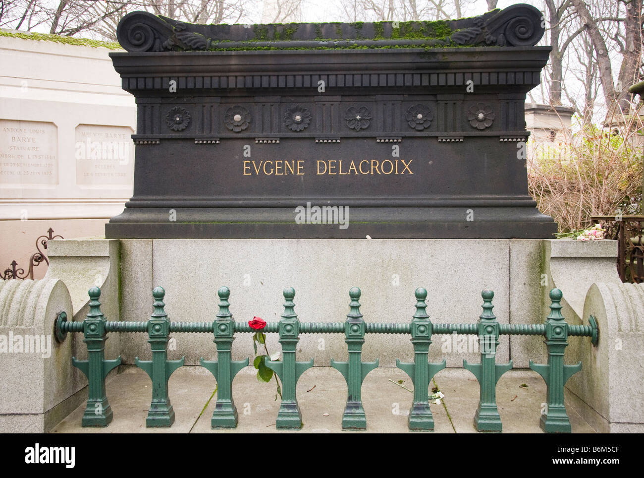 Das Grab von Eugène Delacroix am Friedhof Pere Lachaise Paris Frankreich Stockfoto