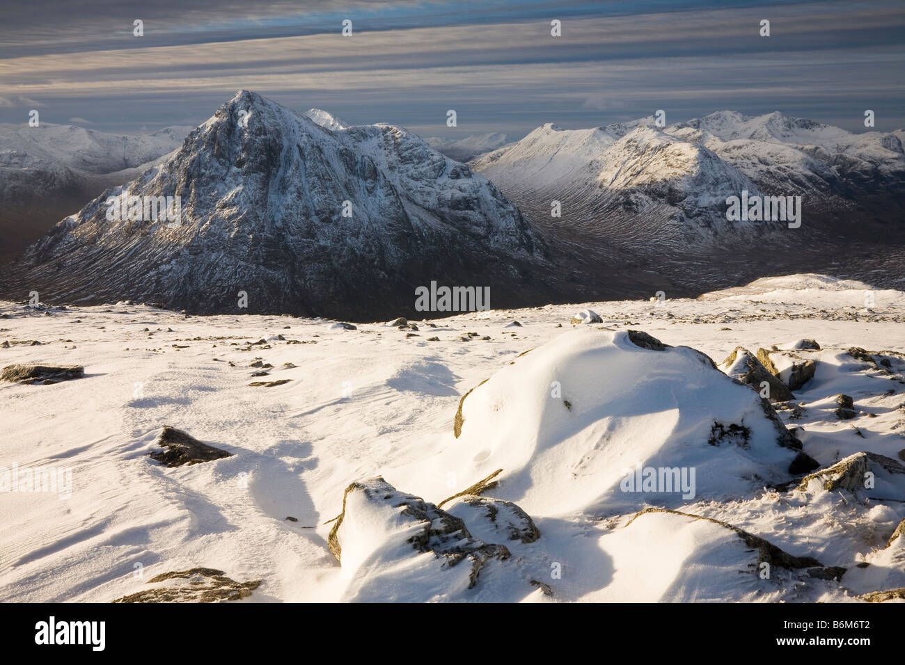 Glen Coe im Winter, Schottland Stockfoto