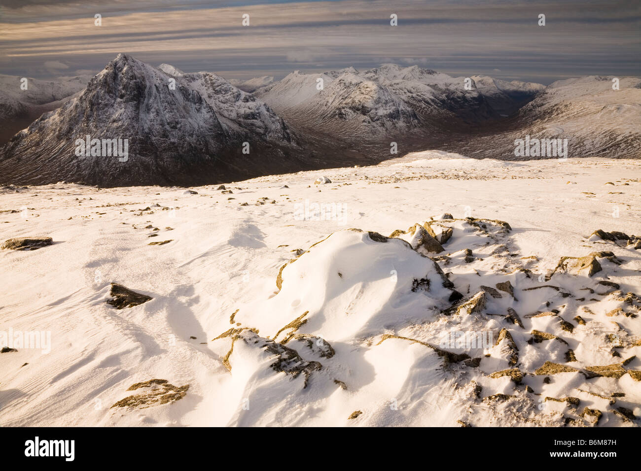 Glen Coe im Winter, Schottland Stockfoto