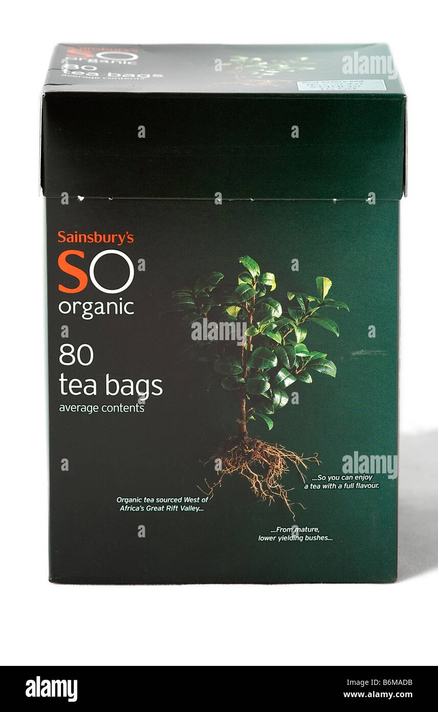 Sainsbury's Bio Teebeutel Stockfoto