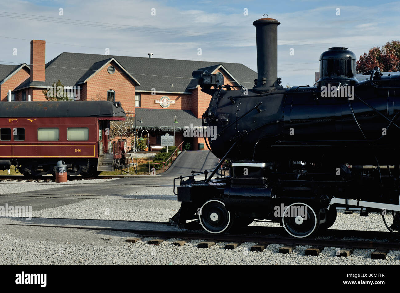 Dampflok und die Tennessee Valley Railroad Museum in Chattanooga, Tennessee Stockfoto