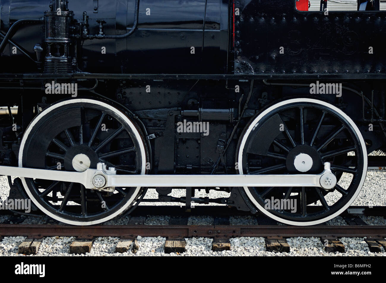 Räder einer Dampflok an der Tennessee Valley Railroad Museum in Chattanooga Stockfoto