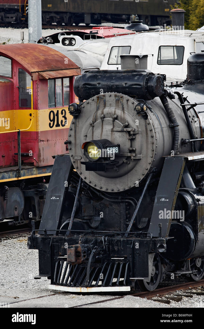 Dampflokomotive im Güterbahnhof im Tennessee Valley Railroad Museum in Chattanooga, Tennessee Stockfoto