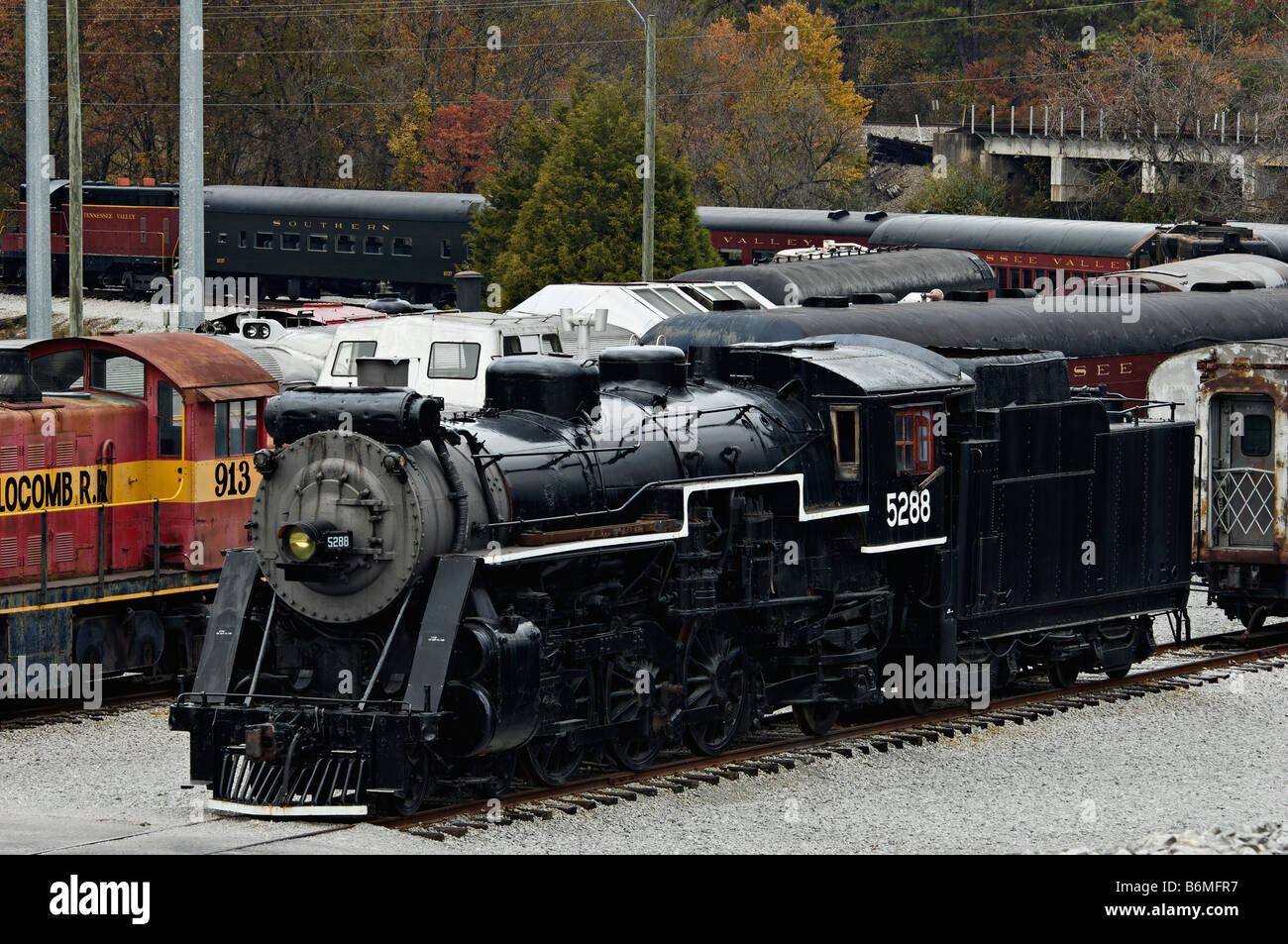 Dampflokomotive im Tennessee Valley Railroad Museum in Chattanooga, Tennessee Stockfoto