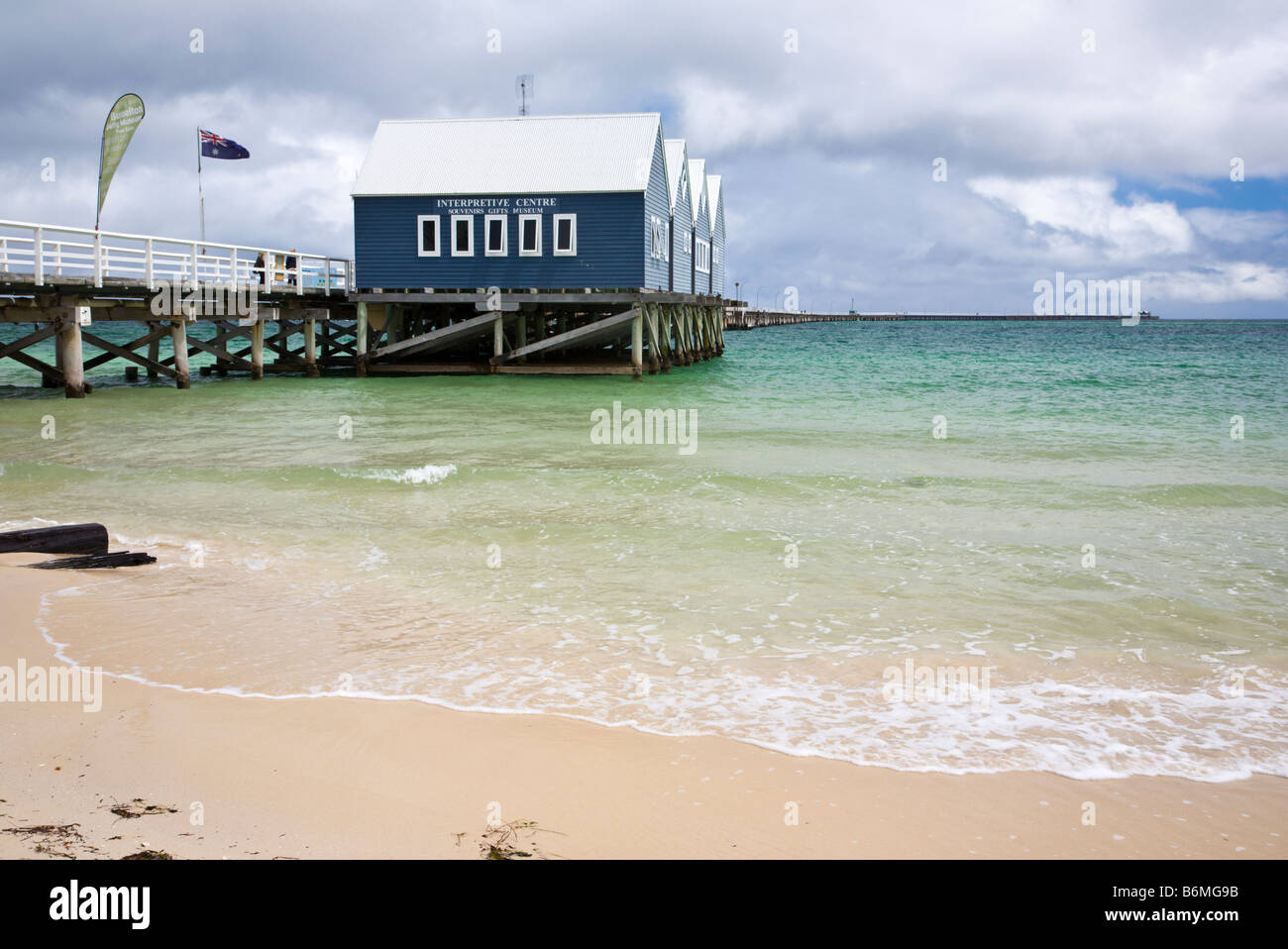 Busselton Jetty vom Strand South Western Australien WA Stockfoto