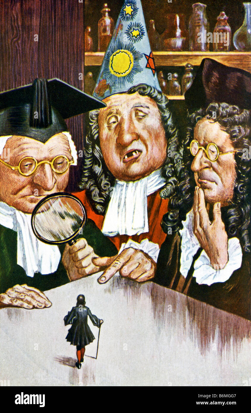 Gulliver und die drei Gelehrten Stockfoto
