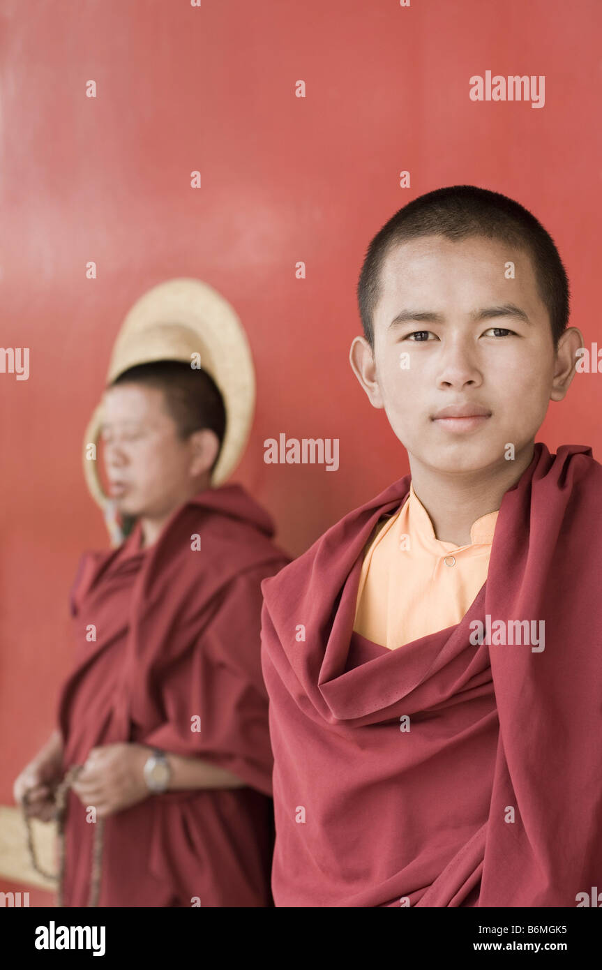 Porträt eines Mönches, tibetischen Klöstern, Bodhgaya, Gaya, Bihar, Indien Stockfoto